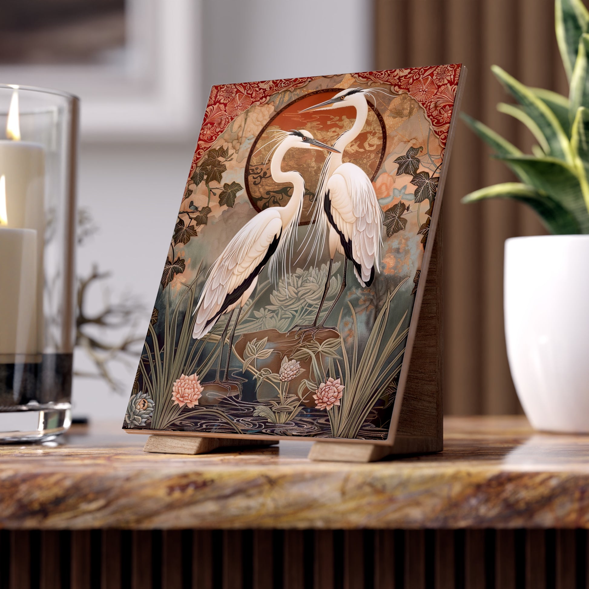 Elegant Ceramic Photo Tile - Unique Wall Art, Home Decor, Gift for Nature Lovers, Bird-Themed Gift, Art for Special Occasions