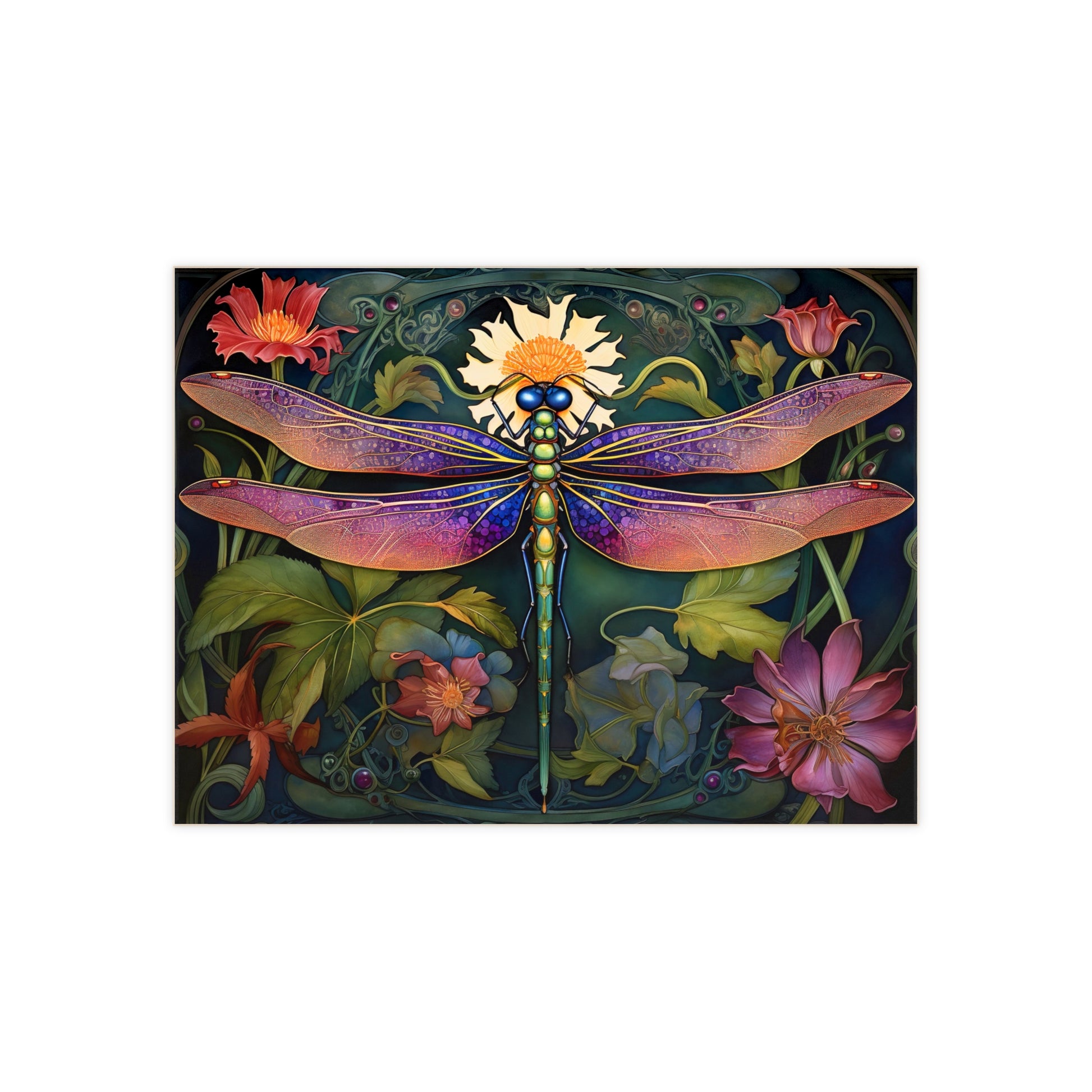 Stunning Dragonfly Ceramic Photo Tile - Home Decor, Nature Art, Gift for Nature Lovers, Wall Art, Floral Tile