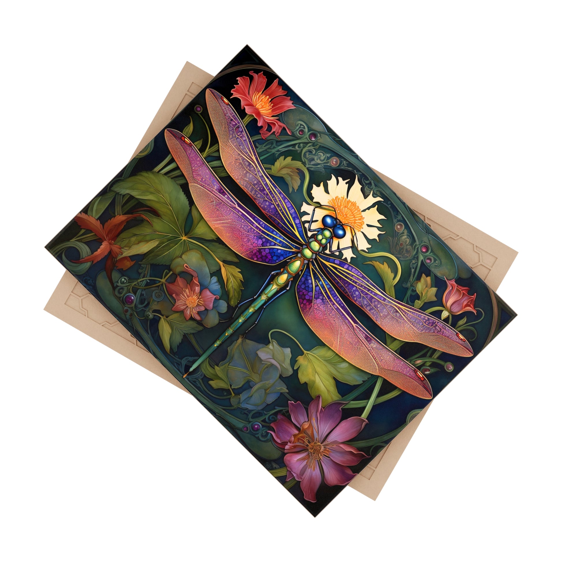 Stunning Dragonfly Ceramic Photo Tile - Home Decor, Nature Art, Gift for Nature Lovers, Wall Art, Floral Tile
