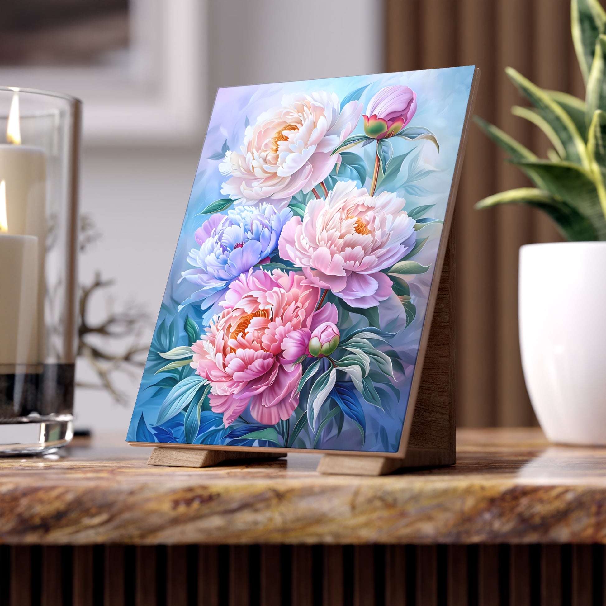 Flower Ceramic Photo Tile, Floral Home Decor for Mother's Day, Wedding Gifts, Wall Art, Decorative Tile