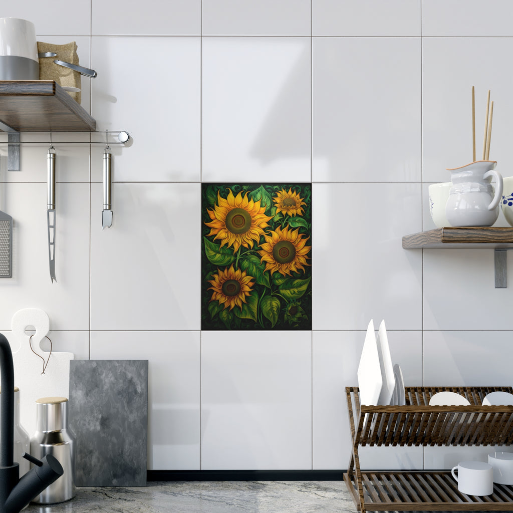 Sunflower Ceramic Photo Tile, Floral Home Decor, Botanical Wall Art, Gift for Nature Lovers, Personalized Tile Decor