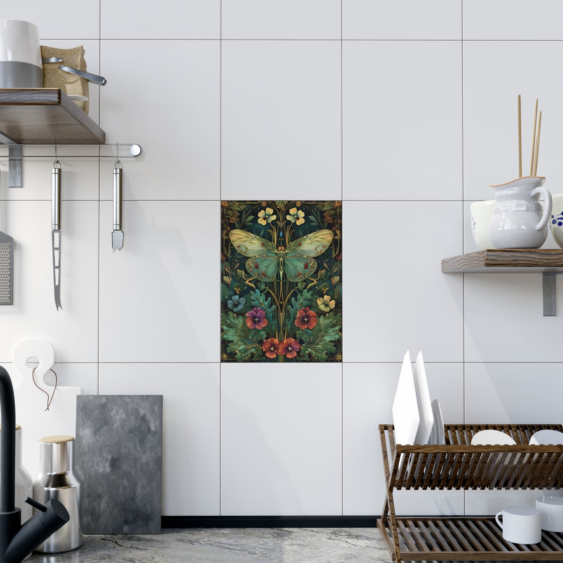 Botanical Butterfly Photo Tile, Nature Wall Decor, Vintage Home Accent, Gift for Nature Lovers, Spring Decor