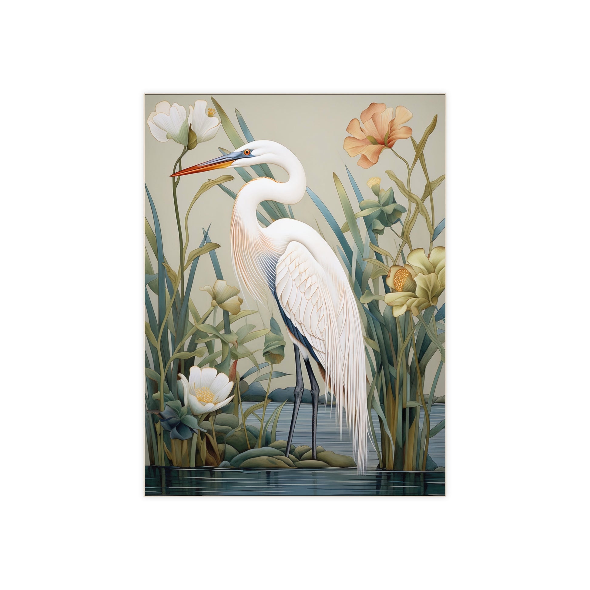 Elegant Heron Ceramic Photo Tile, Home Decor, Wall Art, Gift Idea, Nature Lover's Gift, Spring Decor