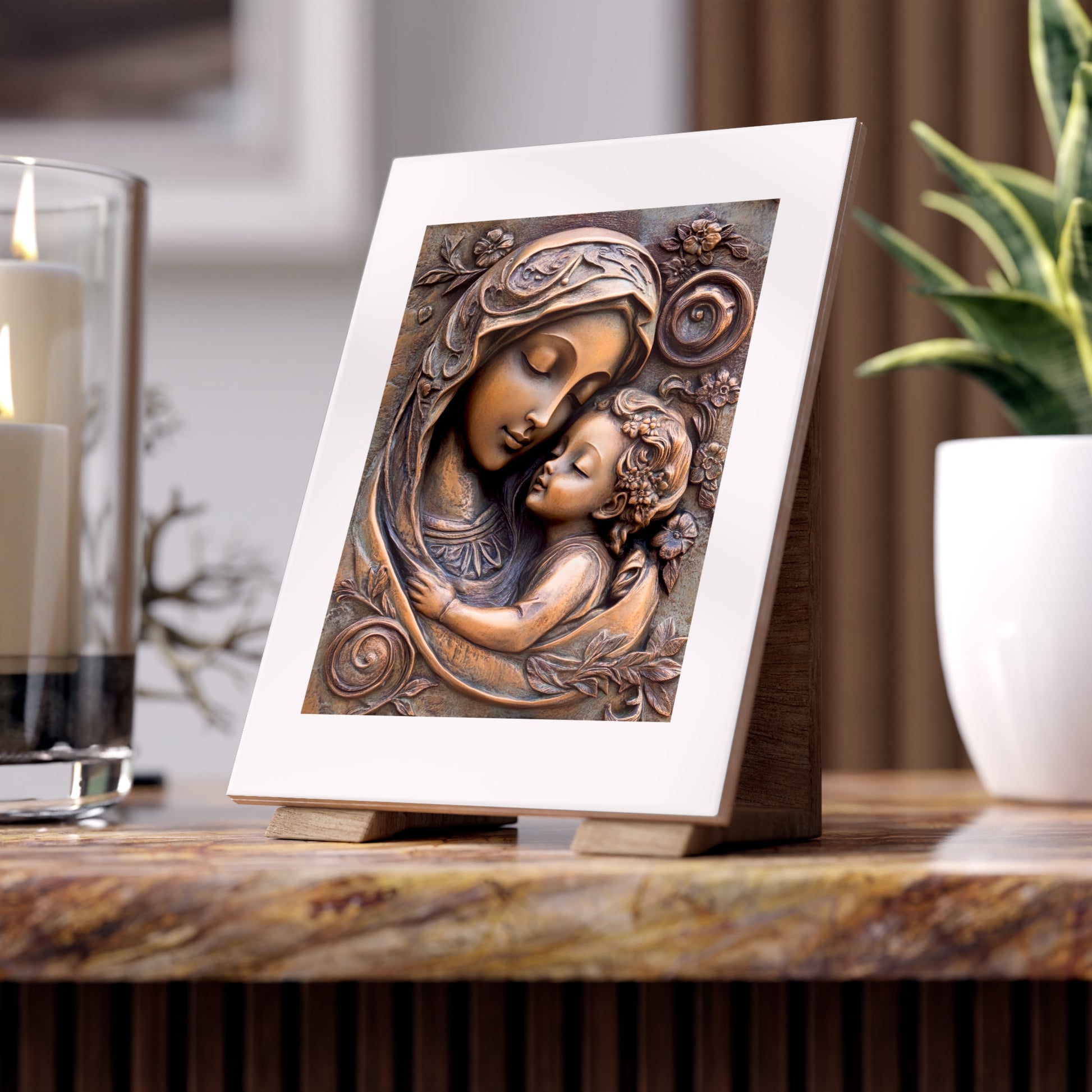 Ceramic Photo Tile, Artistic Wall Decor, Gift for Mothers Day, Family Keepsake, Love in Art, Home Decor Accent 6''x8''