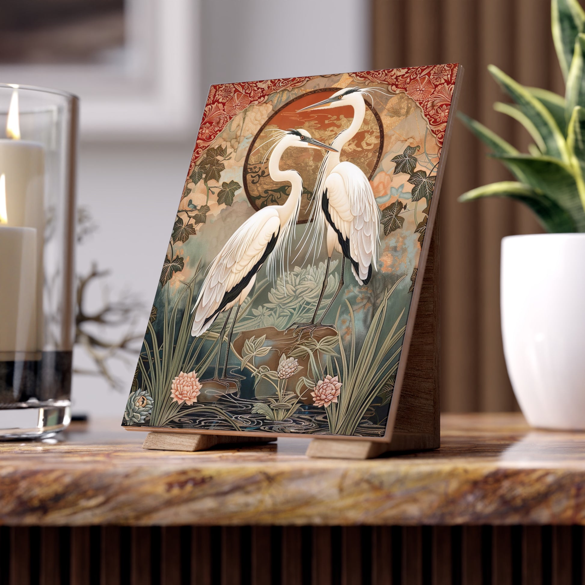 Elegant Ceramic Photo Tile - Unique Wall Art, Home Decor, Gift for Nature Lovers, Bird-Themed Gift, Art for Special Occasions