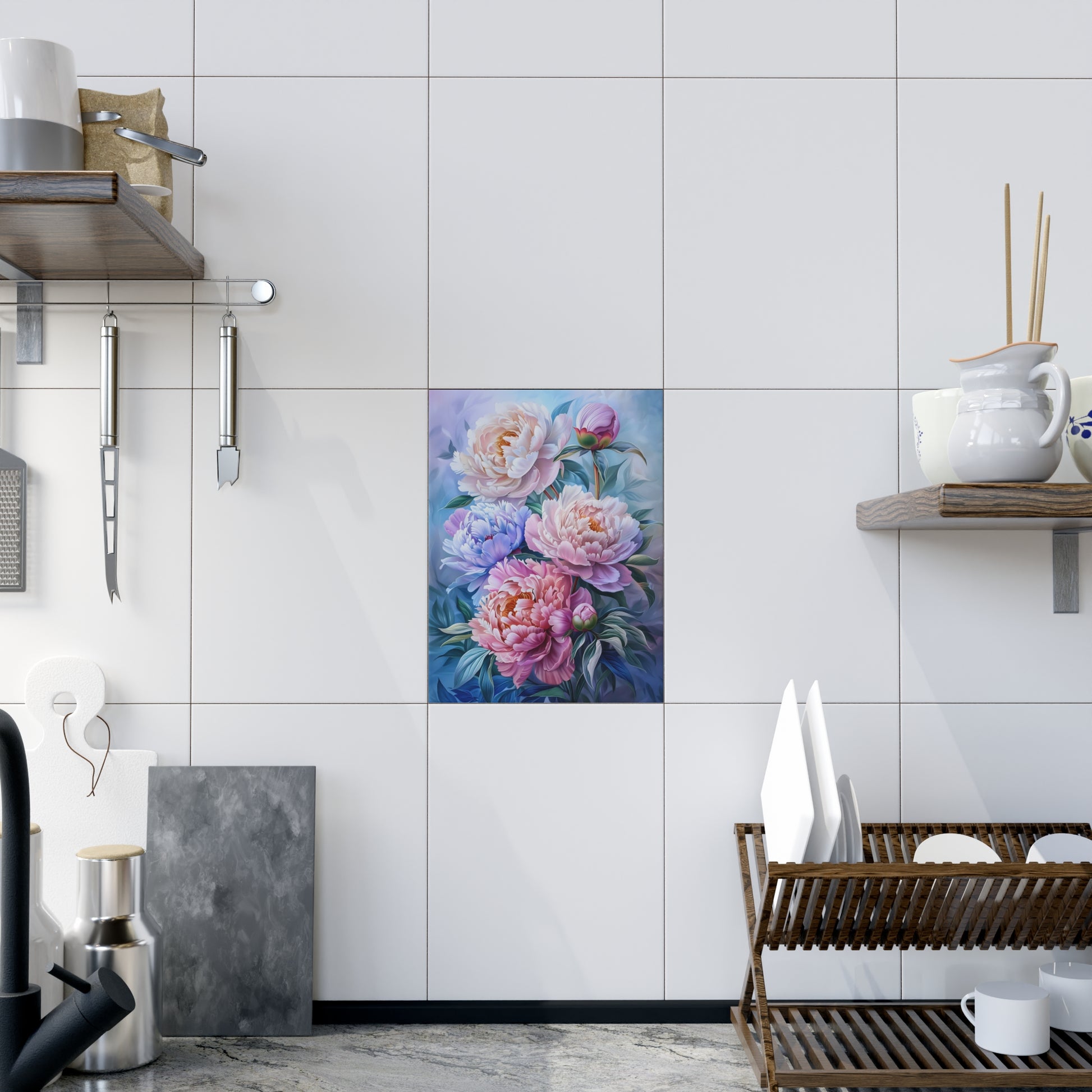 Flower Ceramic Photo Tile, Floral Home Decor for Mother's Day, Wedding Gifts, Wall Art, Decorative Tile
