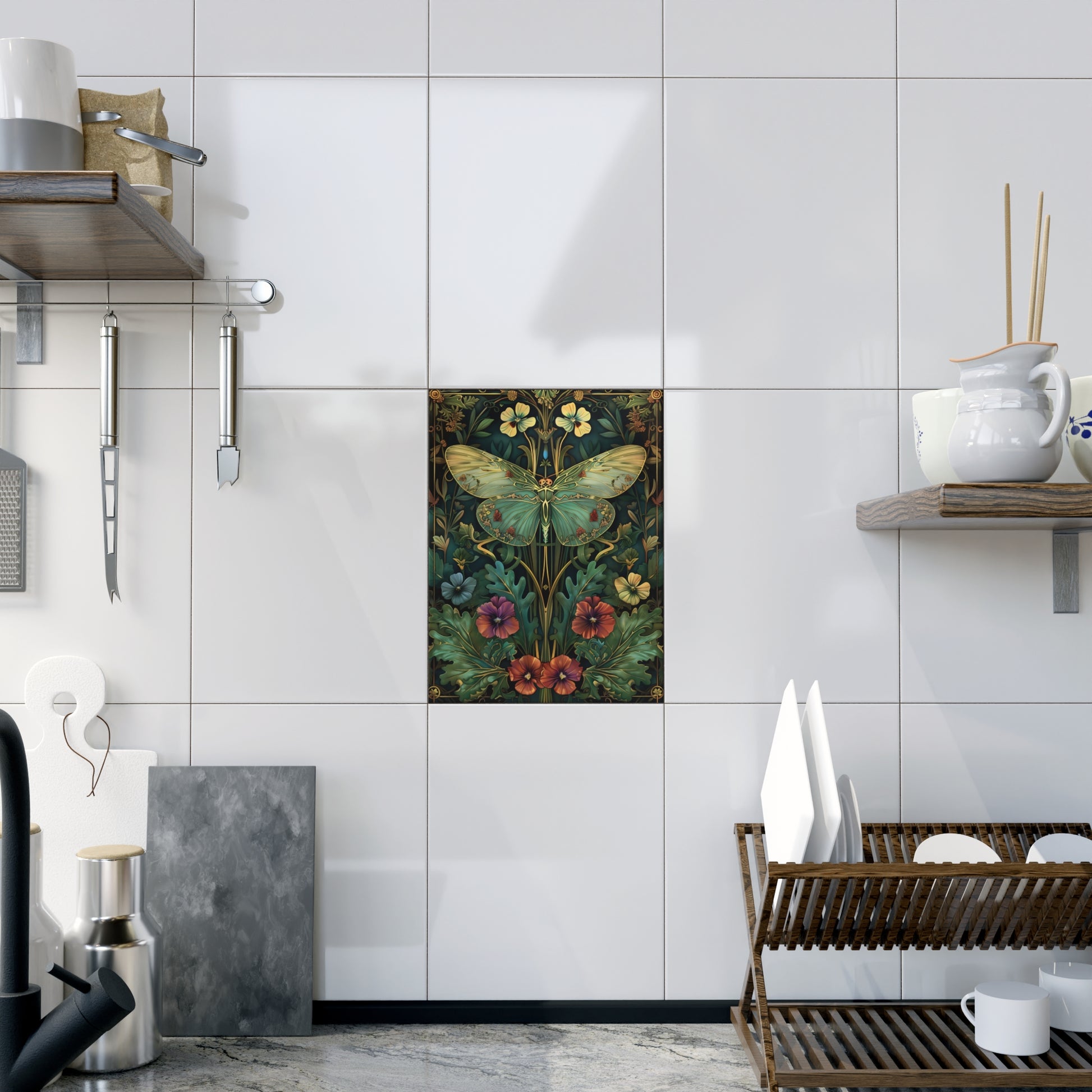 Botanical Butterfly Photo Tile, Nature Wall Decor, Vintage Home Accent, Gift for Nature Lovers, Spring Decor