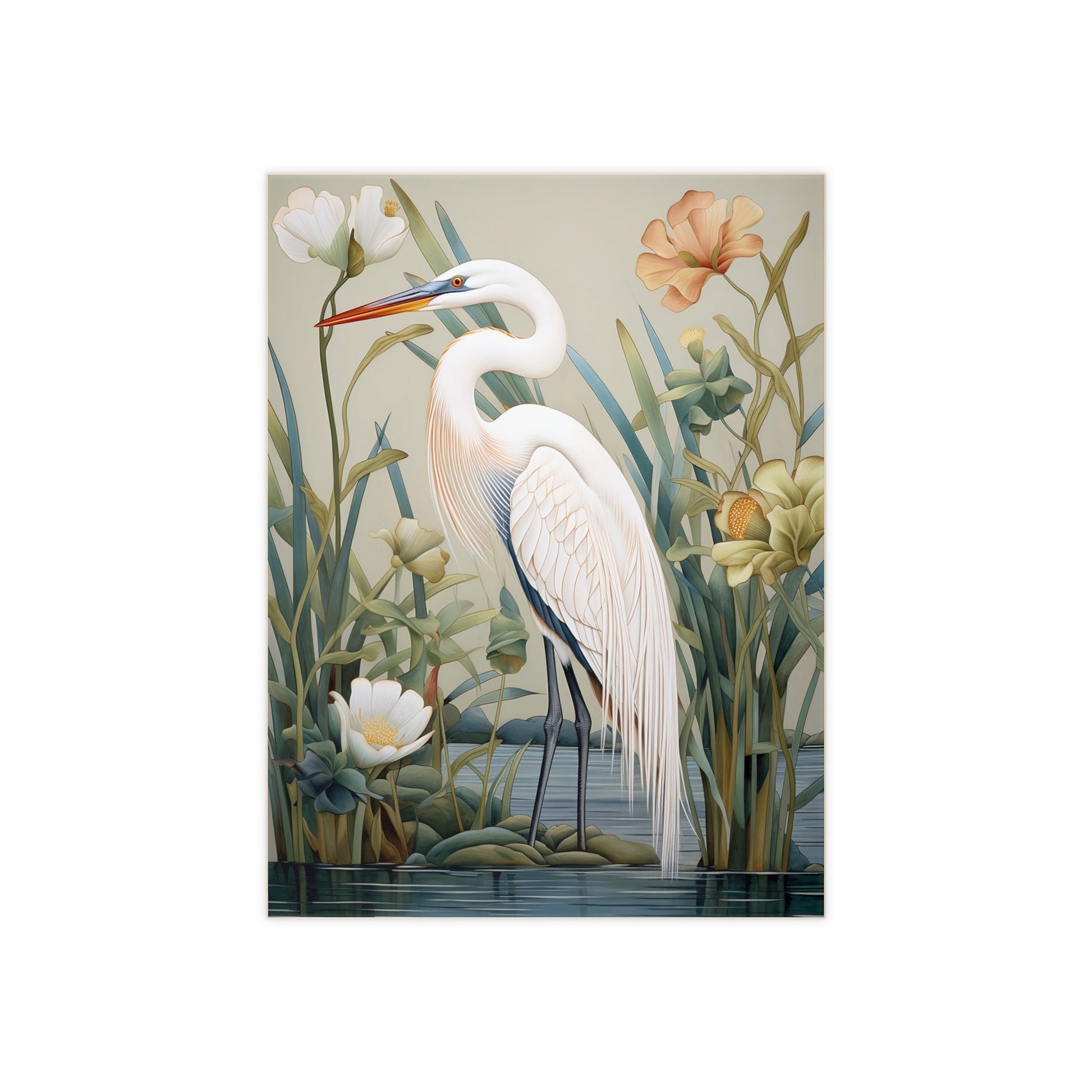 Elegant Heron Ceramic Photo Tile, Home Decor, Wall Art, Gift Idea, Nature Lover's Gift, Spring Decor